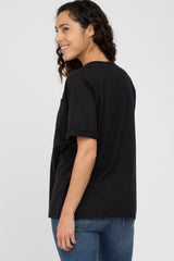 Black Oversized Pocket Front Short Sleeve Top