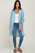 Light Blue Button Front Side Slit Oversized Blouse