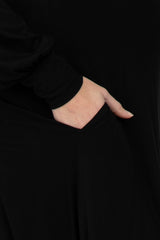 Black Bubble Sleeve Maternity Midi Dress