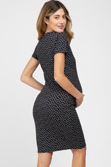 Black Ditsy Floral V-Neck Maternity Dress