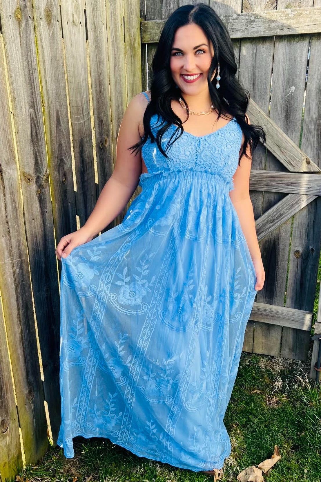 crochet lace open back maxi dress Blue Crochet Lace Open Back Maternity Maxi Dress PinkBlush