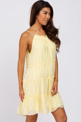 Yellow Tiered Ruffle Accent Mini Dress