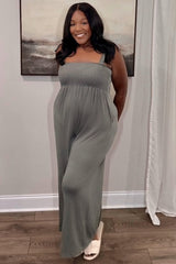 Olive Sleeveless Wide Leg Jumpsuit