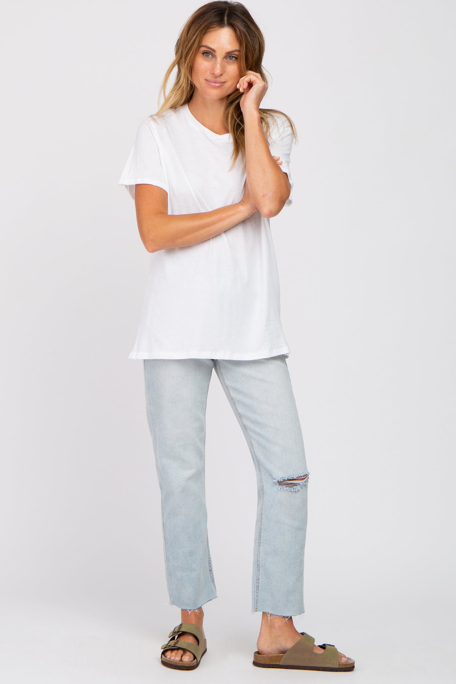 White Oversized Short Sleeve Top