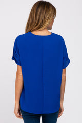 Royal Blue Short Sleeve Blouse