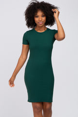 Hunter Green Ribbed Fitted Dress
