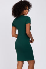 Hunter Green Ribbed Fitted Dress
