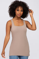Taupe Ruched Maternity Tank Top
