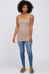 Taupe Ruched Tank Top
