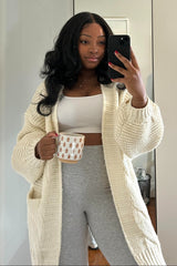 Cream Cable Knit Front Pocket Maternity Cardigan