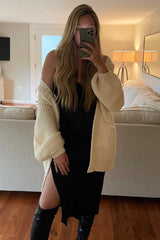 Cream Cable Knit Front Pocket Cardigan