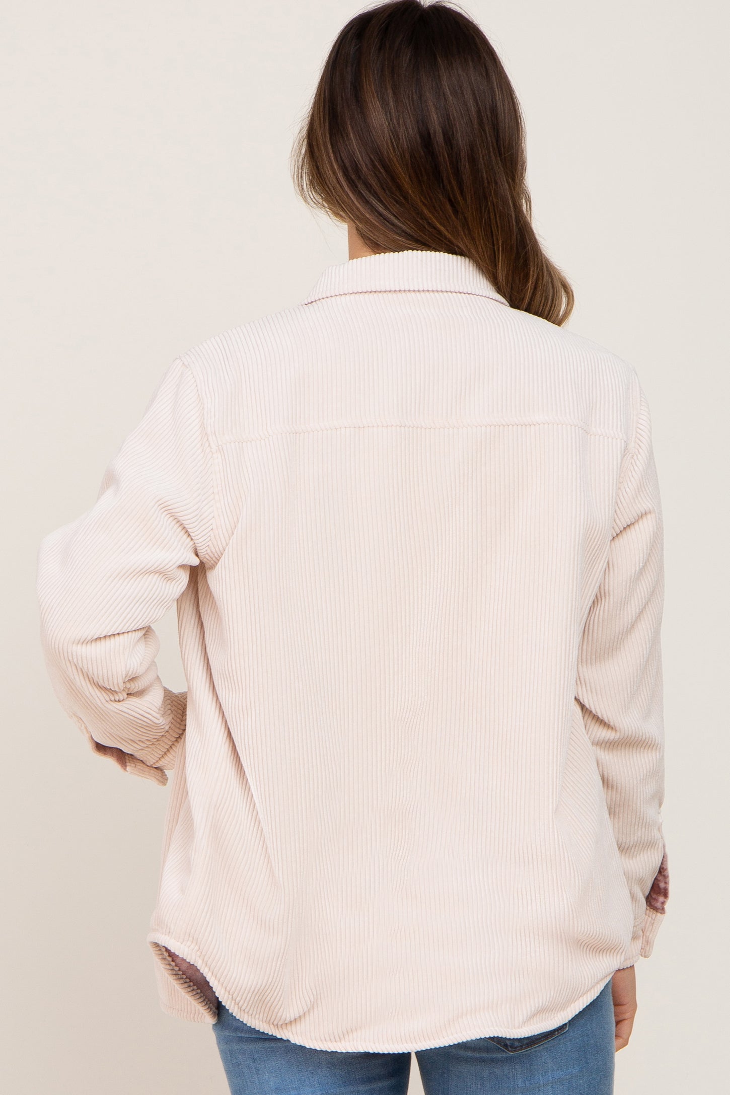 Cream Reversible Maternity Shirt Jacket