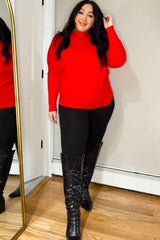 Red Funnel Neck Dolman Sleeve Maternity Sweater