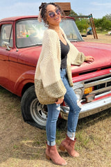 Olive Open Knit Color Block Cardigan