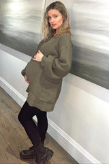 Olive Button Down Maternity Sweater Romper