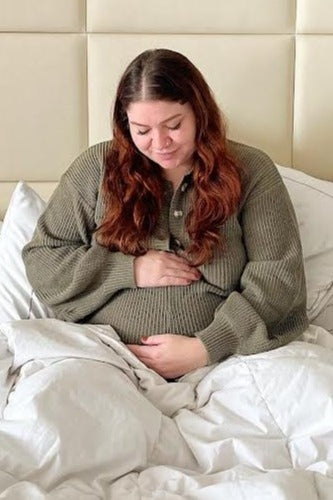 Olive Button Down Maternity Sweater Romper