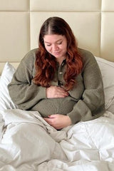 Olive Button Down Maternity Sweater Romper