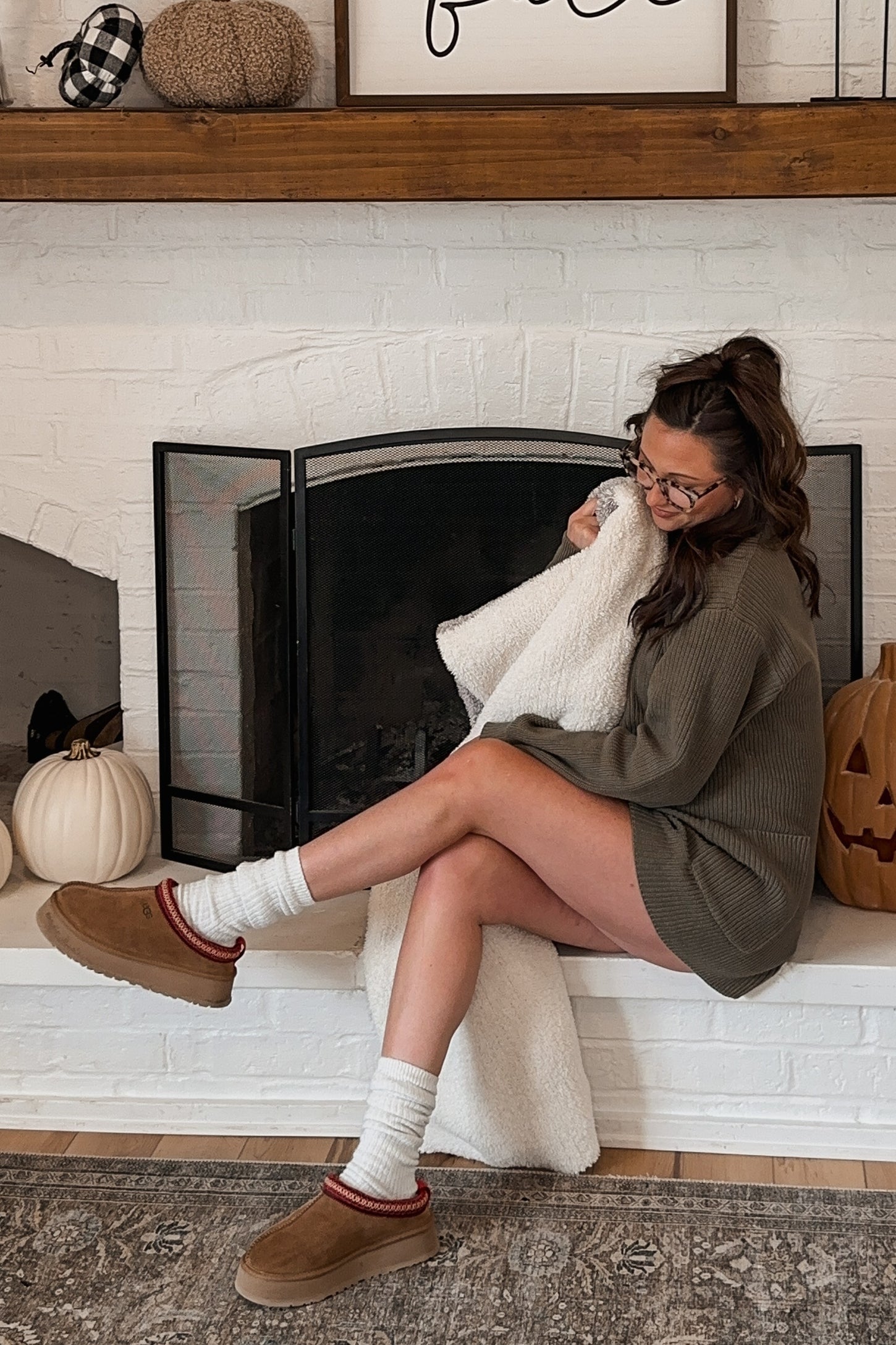 Olive Button Down Sweater Romper