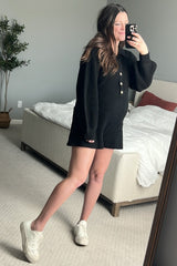 Black Button Down Maternity Sweater Romper