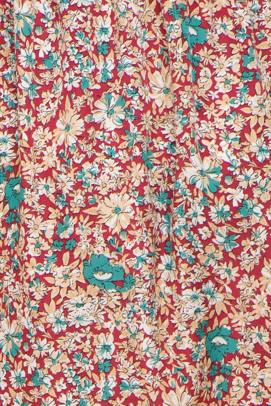 Burgundy Floral Smocked Ruffle Accent Maternity Plus Dress