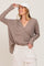 Mocha Waffle Knit Button Down Top