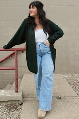 Forest Green Pocketed Knit Cardigan