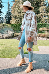 Beige Plaid Brushed Long Shacket