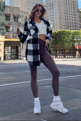 Black Plaid Brushed Long Shacket