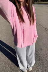 Heather Grey Wide Leg Fray Hem Sweatpants