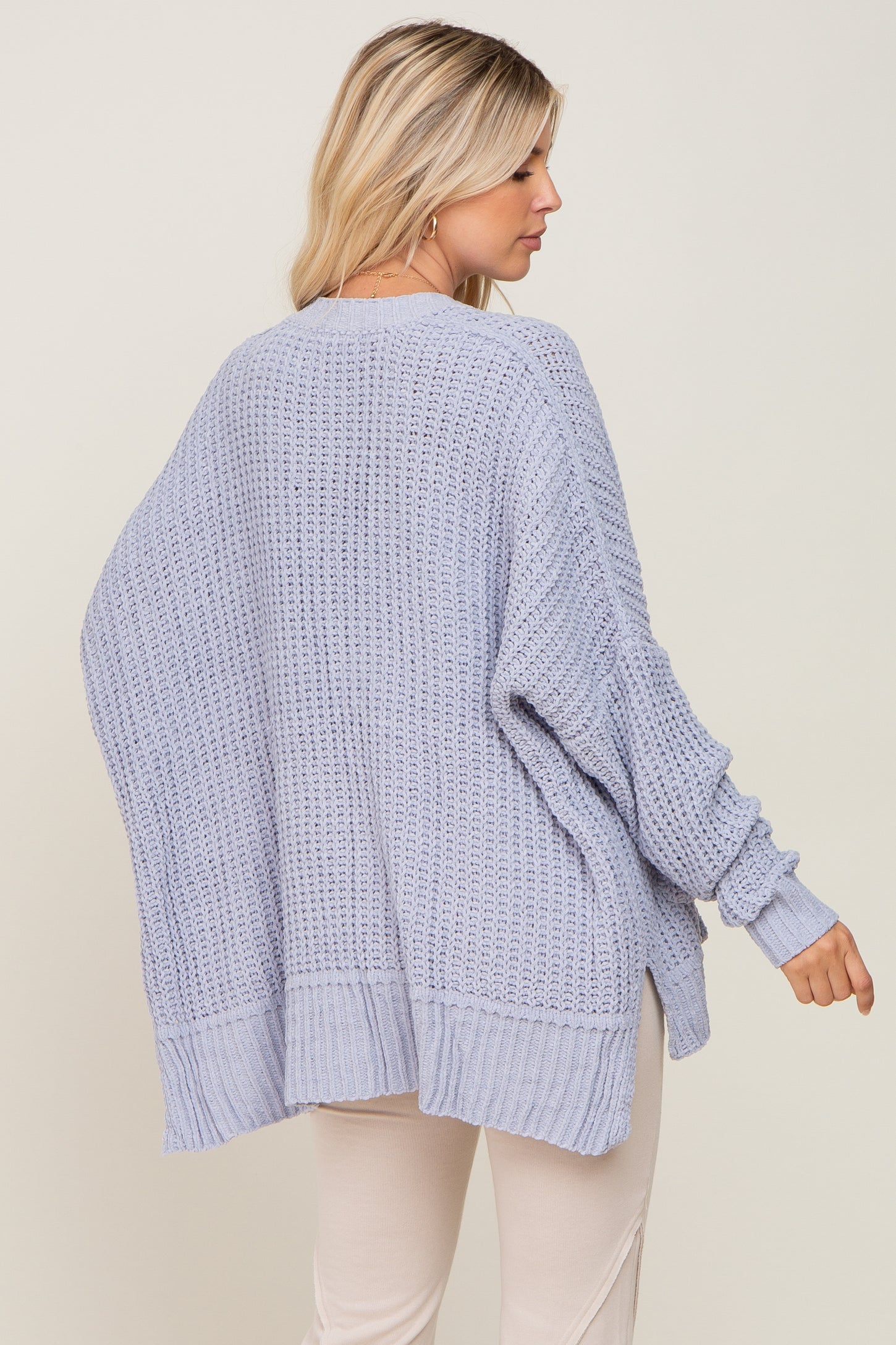 Light Blue Chunky Knit Oversized Cardigan