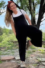 Black Sleeveless Pocketed Wide Leg Maternity Jumpsuit