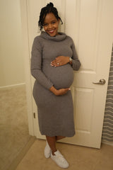 Heather Grey Off Shoulder Maternity Sweater Dress