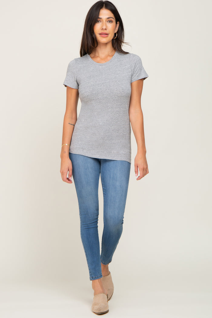 Heather Grey Basic Crew Neck Tee
