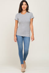 Heather Grey Basic Crew Neck Tee