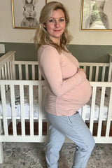 Light Pink Soft Knit Ruched Maternity Top