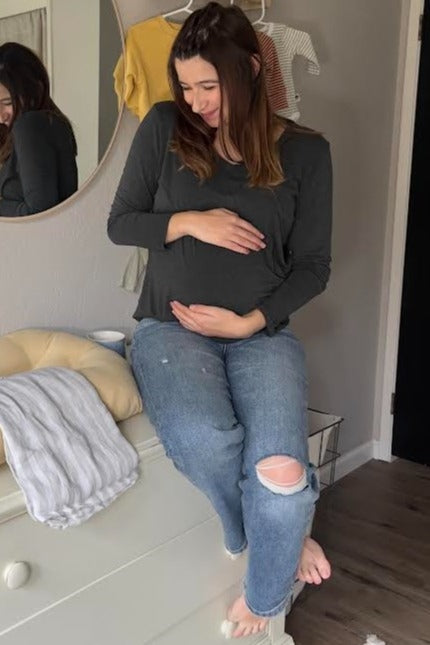 Blue Open Knee Maternity Straight Leg Jean