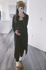 Black Ribbed Maternity Jumpsuit Two Piece Set