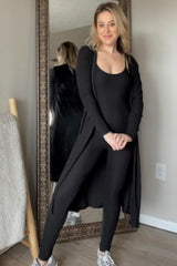 Black Ribbed Jumpsuit Two Piece Set