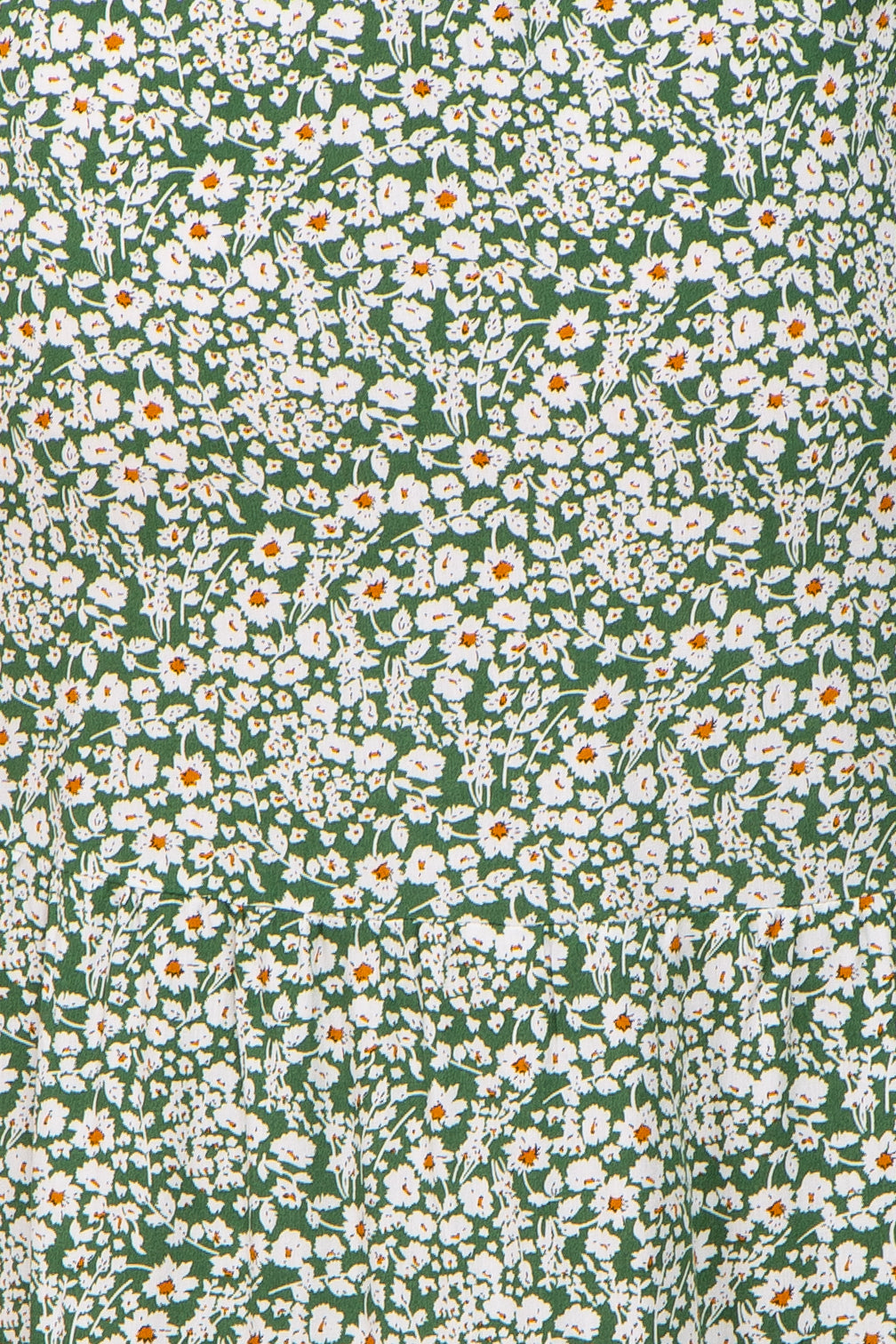 Green Floral Smocked Off Shoulder Maternity Midi Dress