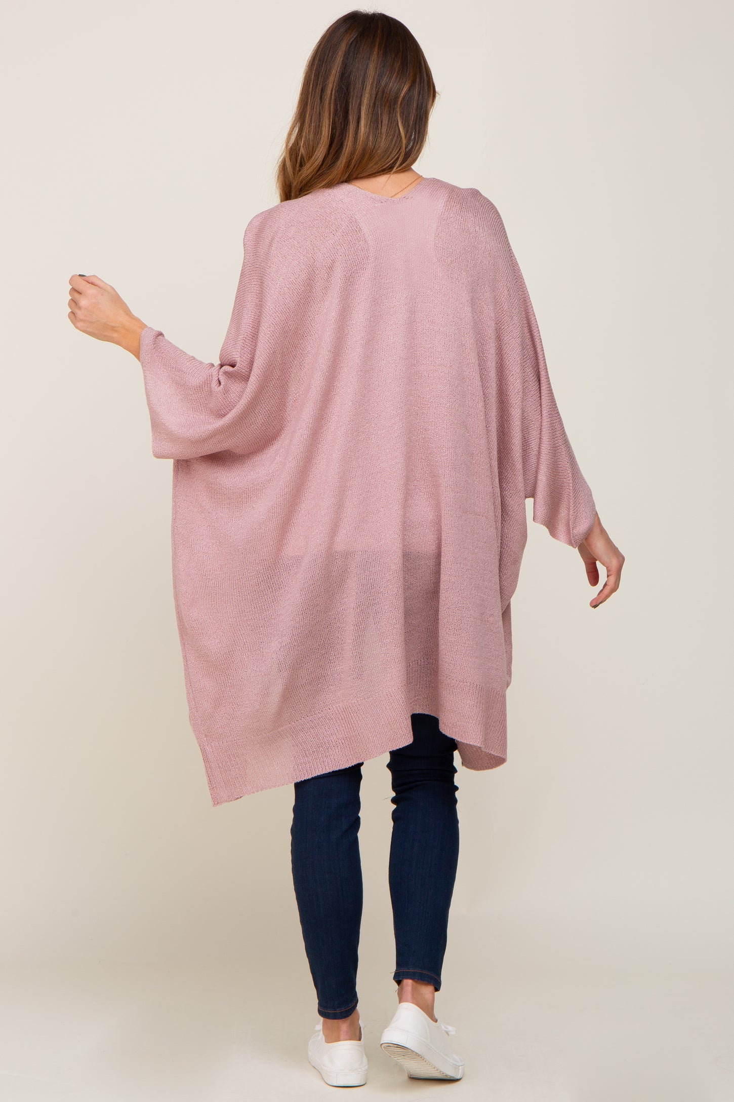 Mauve Knit Open Front Cardigan
