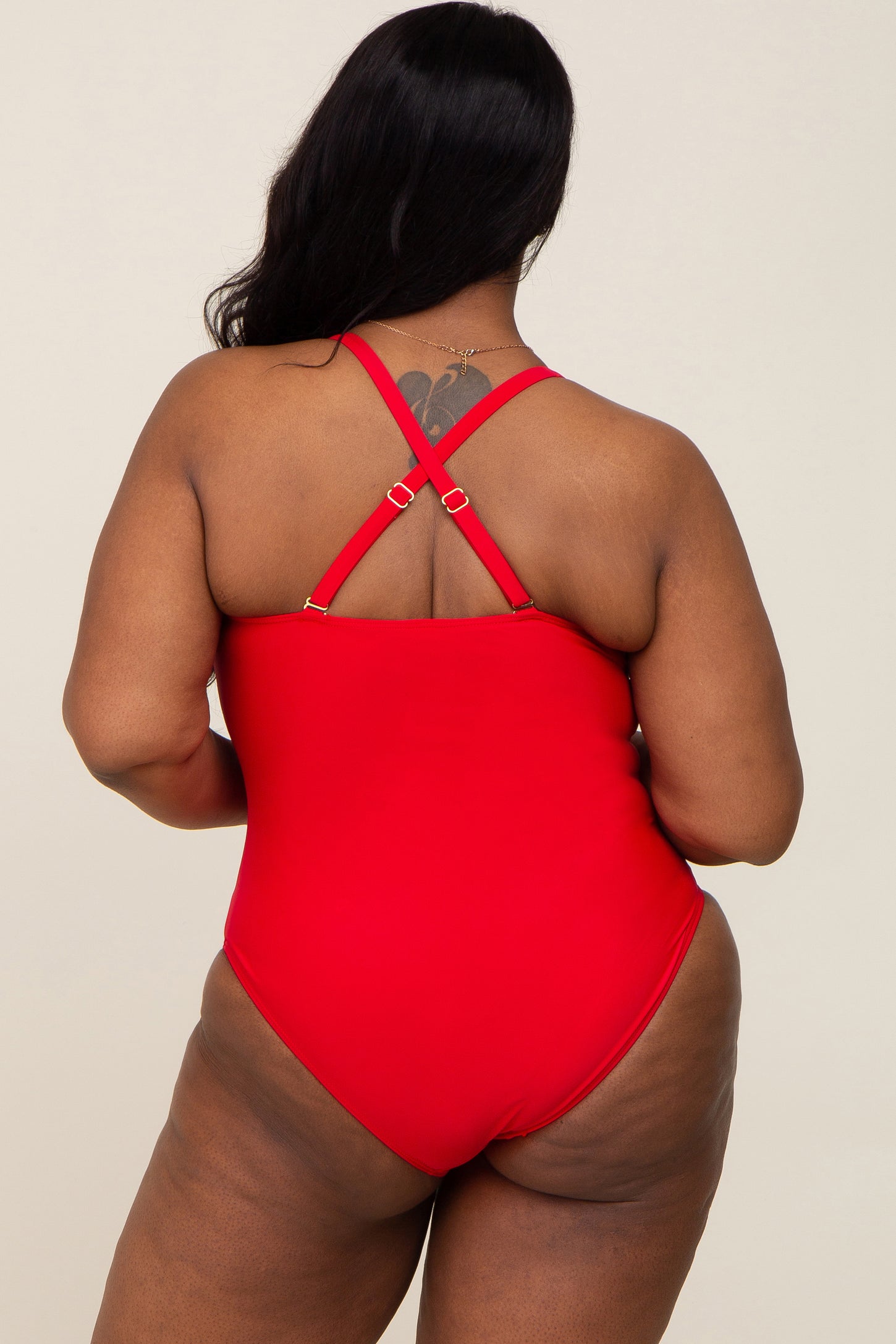Red Plus Ruched One Piece Swimsuit