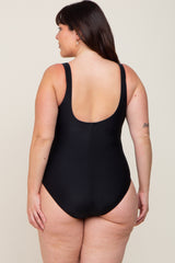 Black Ruched Plus One Piece Swimsuit