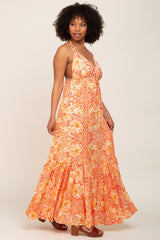 Orange Printed Halter Dress
