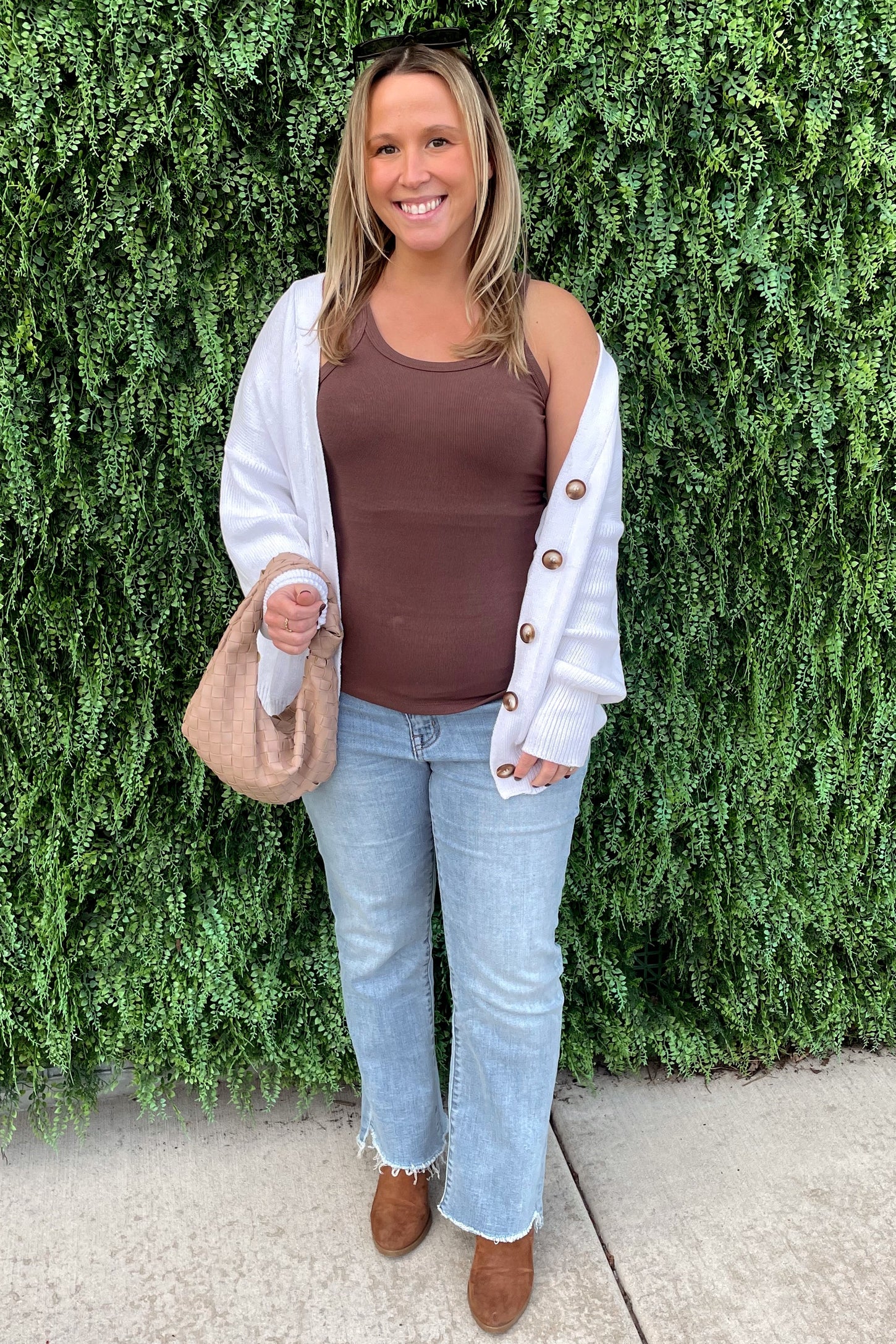 Brown Ribbed Tank Top