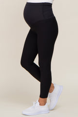 Black Ribbed Maternity Leggings