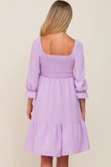 Lavender Smocked Ruffle Maternity Dress