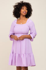 Lavender Smocked Ruffle Maternity Dress
