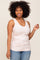 Light Pink Ribbed Sleeveless Ruched Tank Top