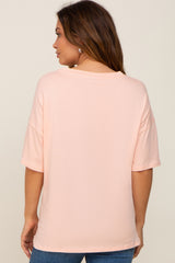 Peach Short Sleeve Pocketed Maternity Top