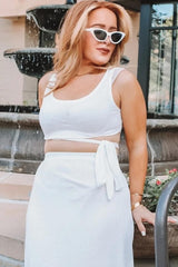 White Skirt And Cardigan 3-Piece Set